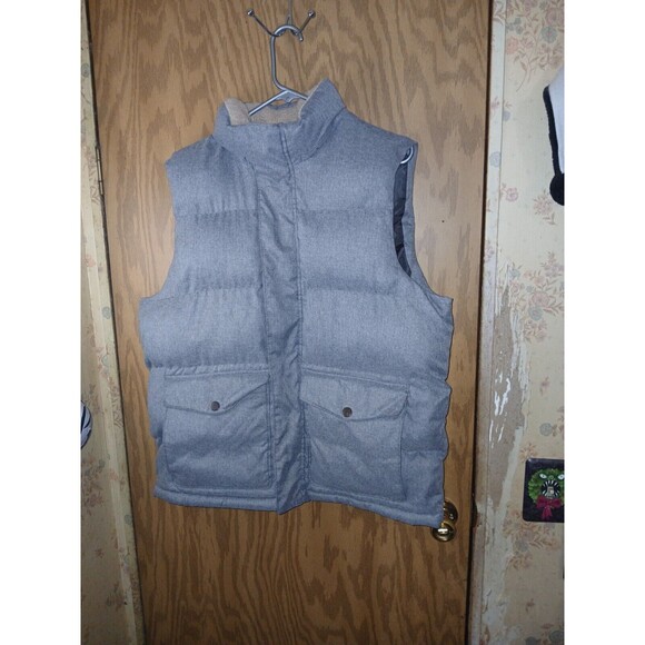 Old Navy Heritage Vest Grey Heather Quilted Puffer Full Zip Buttoned Men’s Large - Picture 1 of 16